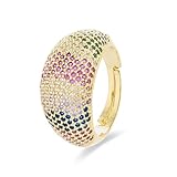 Anillo con Circonita Multicolor acabado en oro amarillo de 18K - Ikahi