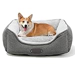 DEBANG-HOME-Dog-Bed-for-Medium-DogsCalming-Dog-BedsCat-BedAnxiety-Comfy-Durable-Pet-Beds-with-ReversibleWashable-CushionSquare-Dog-Bed-in-Grey-Color