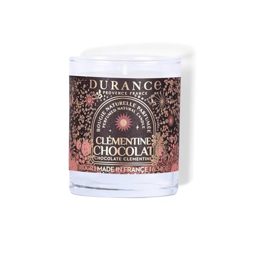 Durance – Bougie parfumée au chocolat Clémentine, 180g, Cire naturelle, Récipient en verre,...