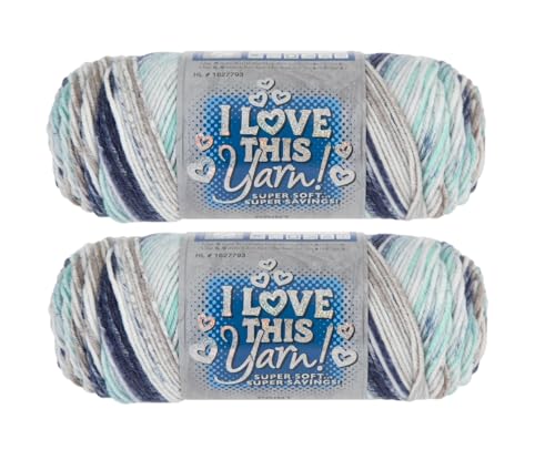 Image of Hobby Lobby Print I Love This Yarn - 4 Medium 100% Acrylic, 252 Yards, Yarn for Crocheting Knitting Blankets, Hats & Accessories, Set of 2, 744 Cypress Land