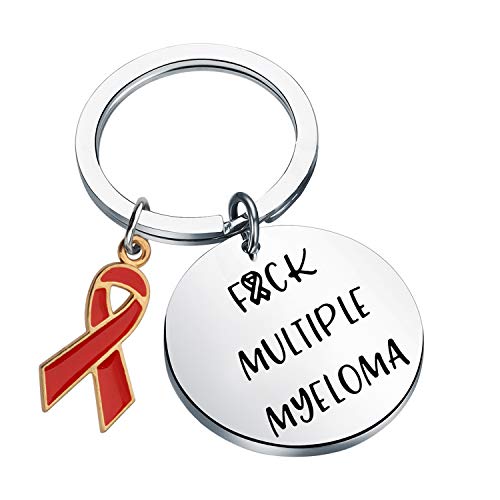CENWA Multiple Myeloma Awareness Red Ribbon Gift Fuck Multiple Myeloma Keychain Cancer Warrior Support Gift