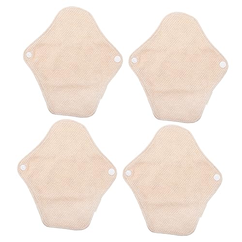 GOOHOCHY 4pcs Washable Sanitary Napkin Sanitary Pads Pantiliners for Women Washable Napkins Washable Menstrual Napkin Reusable Sanitary Napkin Women Mats Cloth Pads Period Pure Cotton Beige