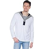 100% Polyester WOOOOZY Herren-Kostüm Matrosenhemd weiß, Gr. 52