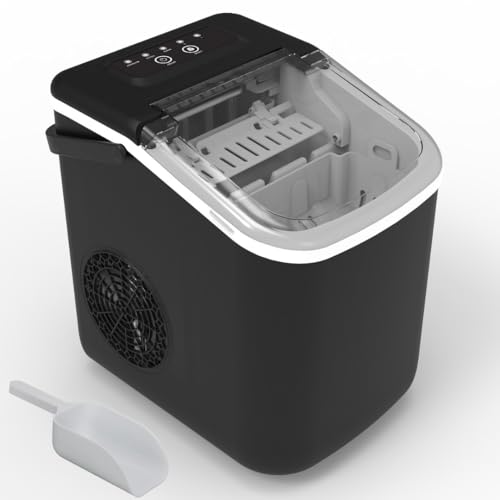 Ice Cube Maker – Máquina de Hielo para Casa, 10 kg al Día, 9 Cubitos en 6–12 Minutos, Cubitos Tipo Bala, Bajo Ruido, Ventana Visible, Asa Integrada y Drenaje