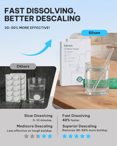 Image of Silonn Ice Maker Cleaner & Descaler | Fast Dissolving, Safe| 100% Pure Citric Acid Descaler Powder, 24 Individually Packaged Pouches, Compatible with All Ice Makers & Coffee Machines