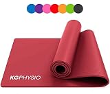 KG Physio Yogamatte Rutschfest - Sportmatte, Gymnastikmatte, Fitnessmatte, Trainingsmatte mit Tragegurt - Schadstofffrei Yoga Matte Ideal für Sport, Fitness Yoga zuhause - 183cm x 60cm x 10mm - rot