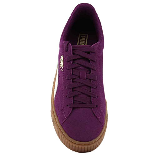PUMA Puma Girls Suede Platform SNK Jr Casual Athletic Sneaker, Dark Purple/Marshmallow, 5 M US Big Kid