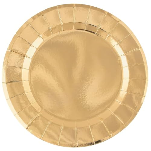 Platos decorativos desechables dorados pack 25 unidades miniatura 2