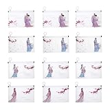 UKCOCO Aufbewahrungstasche Klein: Beutel mit Reißverschluss Chinesischer Stil mini Tasche Für Masken Dokumententasche A6,12 Stück