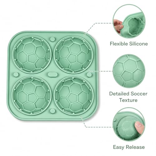 Molde para cubitos de hielo en forma de balón de fútbol de silicona miniatura 3