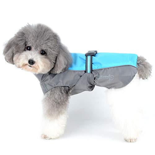 Zunea Manteau Imperméable pour Petit Chien Chat Réfléchissant Veste de sécurité Coupe-Vent Légère Doublée en Maille pour Chiot Vêtements de...