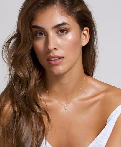 FUNEIA Kette Damen 14K Vergoldete/925 Sterling Silber mit Geburtsstein Anhänger Halskette Gold Silber Exquisit Frau Mädchen Mama Schmuck Geburtstag Hochzeitstag Valentinstag Muttertags Geschenk