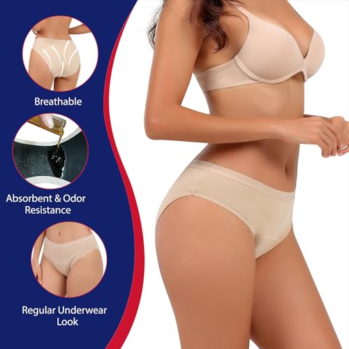 Image of Women Absorbent Incontinence Underwear Overnight Leak Proof Panties 3 Pack
