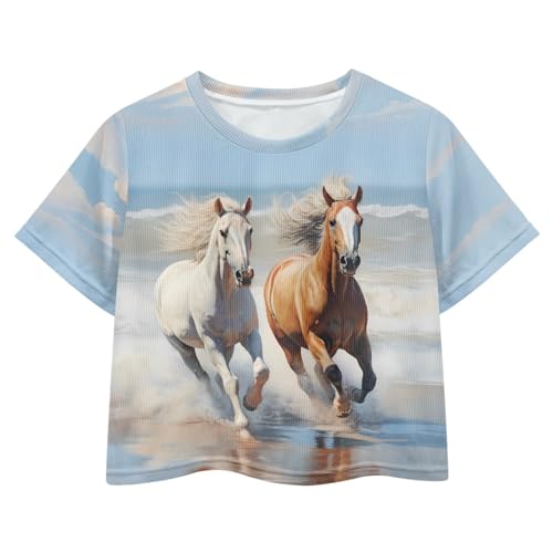 Crop Tops for Girls 5-14 Summer T Shirts for Girls Graphic Tees Casual Beach Short Sleeve Kids