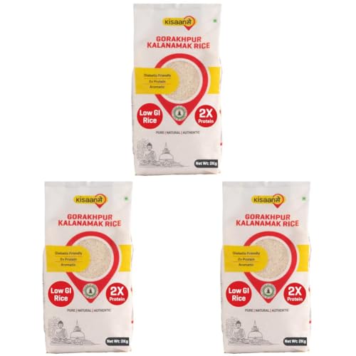 Image of KisaanSay Gorakhpur Kalanamak Rice 2KG | Diabetic Friendly | Aromatic | Unpolished | High in Iron & Protein | Rich in Nutrients & Fiber | Buddha Rice | Traditionally Milled | Low GI | helps manage weight and sugar control rice.