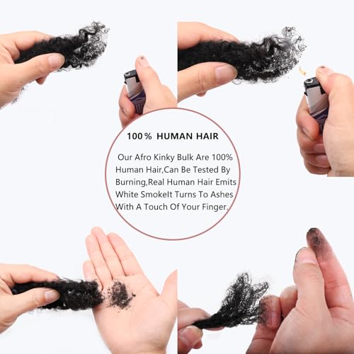 Xtrend 16 Inch 3 Bundles 90 Gram Natural Black Afro Kinkys Bulk Human Hair For Dreadlocks Extensions Repair Locs Mini Braiding Twists Afro Kinky Human Hair For Micro Spring Twist Braiding Kinky Hair - Image 5