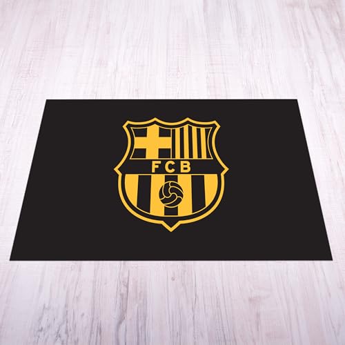 Licensed Décor Alfombrilla con Licencia Décor FC Barcelona - Mediana (125cm (Ancho) x 100cm (Alto) - Escudo Amarillo sobre Negro