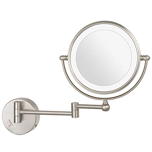 Miroir LED grossissant 10X mural pivotant double face
