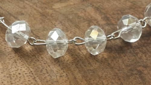 Nazareth Store White Clear Crystal Beads Rosary Prayer Beaded Necklace with Holy Soil Medal and Jesus Cross Communion Rosary3