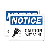(2 Pack) Caution Wet Paint OSHA Notice Sign 10 Inch X 7 Inch Indoor/Outdoor Rust-Free Aluminum Metal Signs for Workplace, Workshop, and Construction Site, Made in the USA