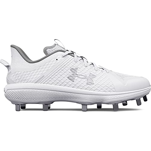 Miniatura 4 de Under Armour Men S Yard Low Mt Baseball Cleat Shoe, 100 White White Metallic Silver, 7.5