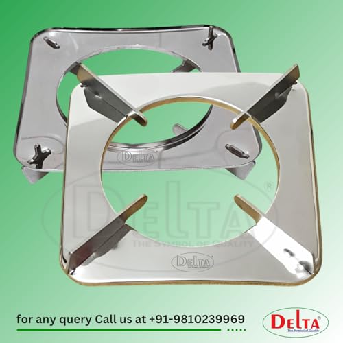 Image of DELTA Gas Stove Parts Stainless Steel Square Pan Support Stand for Steel Body Gas Oven Pansupport Size 19x19 CM with Pin to Pin 220 MM /22 CM (Pack of 2) | Steel Body Gas Oven, Pin to Pin 220 MM /22 CM, Pack of 2