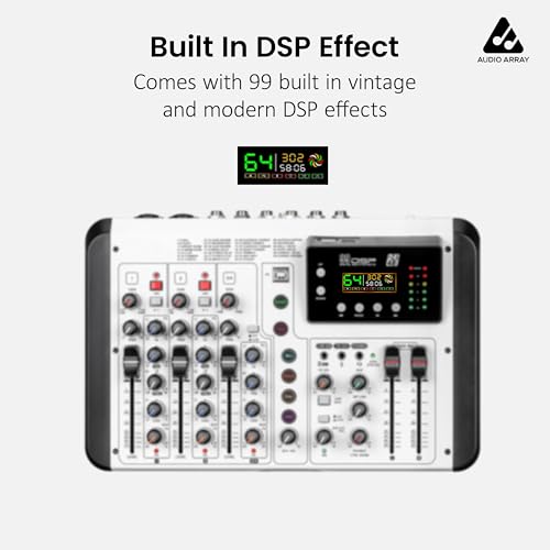 Image of Audio Array 6-Channel Hybrid USB Summing Mixer | 4 Analog & 2 Digital Channels |192kHz /24Bit OTG Recording| 99 DSP FX| BT Connectivity | 2XLR Mic Inputs |Phantom Power| Hi-Z & Headphone Monitoring |M6