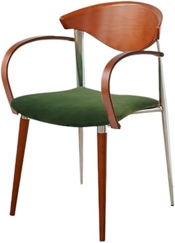 Sillas de comedor, Sillas de comedor de madera de mediados de siglo con respaldo curvado y patas de metal, Sillas para comedor (verde)