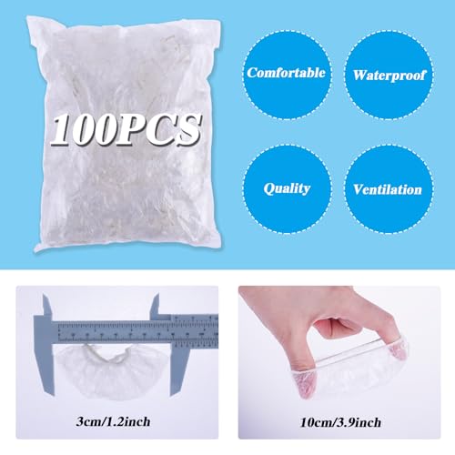100 Stück Wasserdichte Einweg Ohrenschützer,Dusche Ohr Abdeckung,Transparente Ohrabdeckung mit Elastischen Bändern,für Bad, Friseursalon,Dusche,Spa