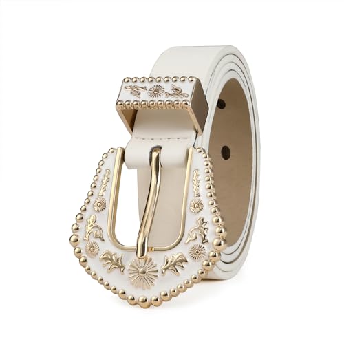 Women's Leather Belt Vintage Western Cowboy Style Buckle Waist Belt for Pants Jeans Dresses2