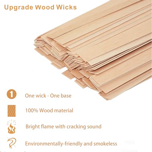 Visgaler 200 Pcs Thicked Wood Candle Wicks for Candle Making, 5.1 X 0.51X 0.06 Inch Upgrade Wood Wicks, Wooden Wicks Box Includes Iron Stander, Glue Dot, and Warning Labels (50 Sets) by Visgaler - Image 4