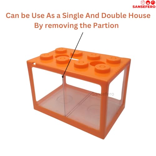 Image of Building Block Fish Tank for Double Betta Fish Tank and Mini Aquarium Tank for Small Fishes, Shrimps, Turtle, Betta etc. Large (YU-18) Random Colors