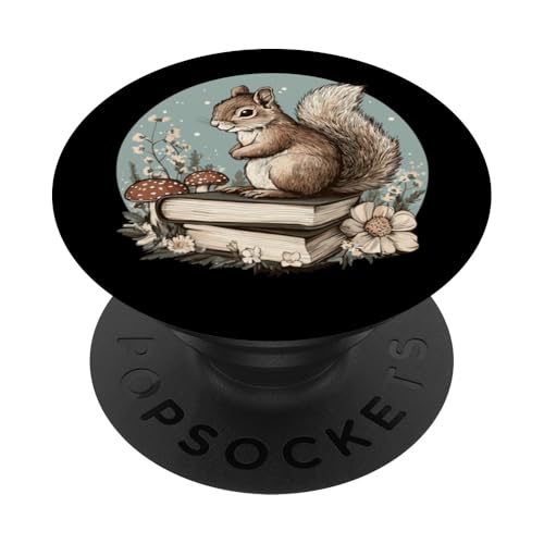 Cottagecore Squirrel with Books PopSockets Adhesive PopGrip