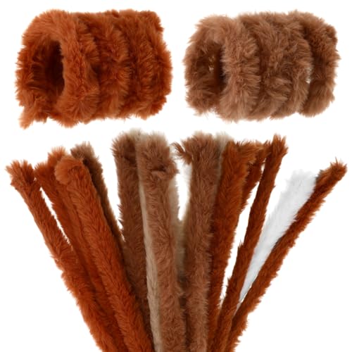 Toddmomy 10pcs Jumbo Chenille Stems Craft Twisting Sticks Brown Fuzzy Chenille Pipe Cleaners