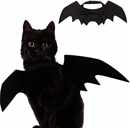 Pet Cat Costume Halloween Bat Wings Pet Costumes Pet Apparel for Small Dogs and Cats, Collar Cosplay Bat Costume