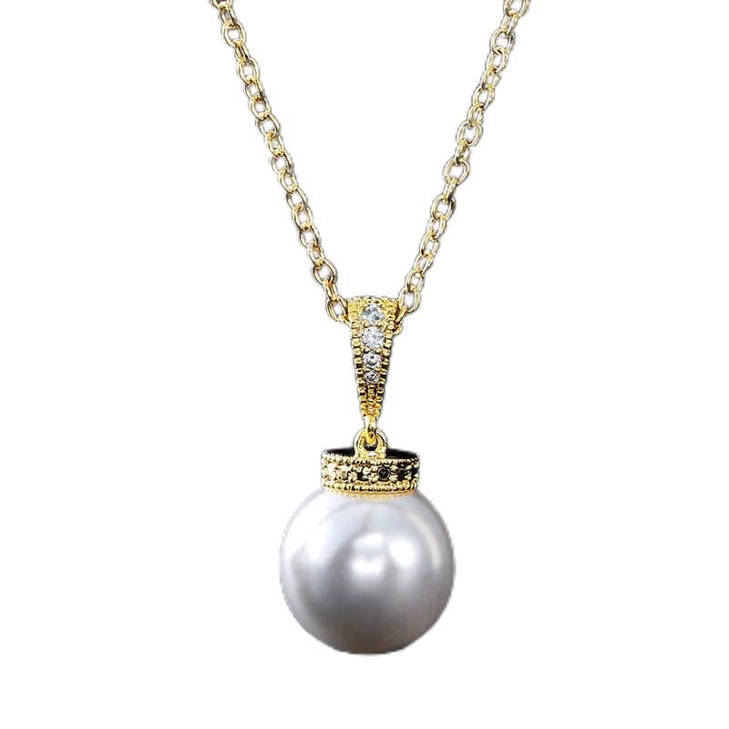 Collier pendentif en cristal XJBTBA avec perle irisée simulée ronde et cordon en faux cuir