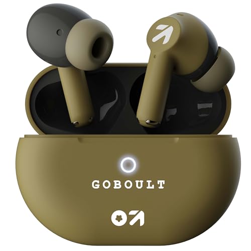 Image of GOBOULT K40 True Wireless in Ear Earbuds 48H Playtime, Clear Calling 4 Mics, 45ms Low Latency Gaming, Premium Grip, 13mm Bass Drivers, Type-C Fast Charging, Bluetooth 5.3 (Khaki Green)