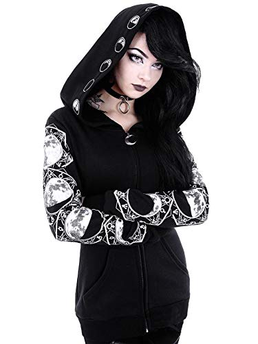 Chruikar S-5XL Femme Grande Taille Sweat à Capuche avec Zip Cordon de Serrage Poche d'Kangourou Sweat-Shirts Mode Polyester Noir Nouvelle Décontracté Veste Cover