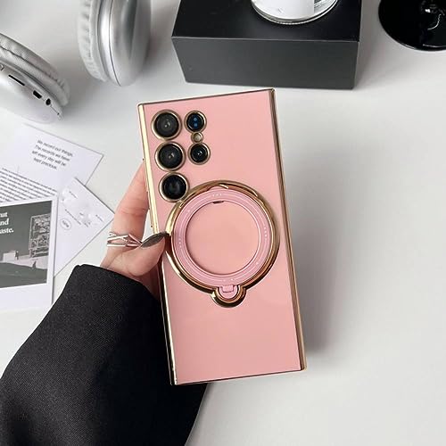 Coque de support de luxe Samsung avec béquille arrière et chargeur rose