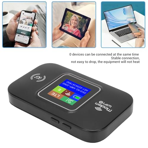 Image of 4G Mobile WiFi Router, Plug and Play Travel WiFi Hotspot with Color LED Display for Smartphone Tablet Laptop (Black)
