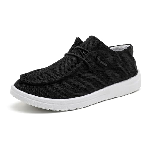 Betrue Kids Boys Girls Breathable Loafers Slip-On Casual Canvas Boat Shoes Lightweight Lace Up Loafers(Little Kid/Big Kid)