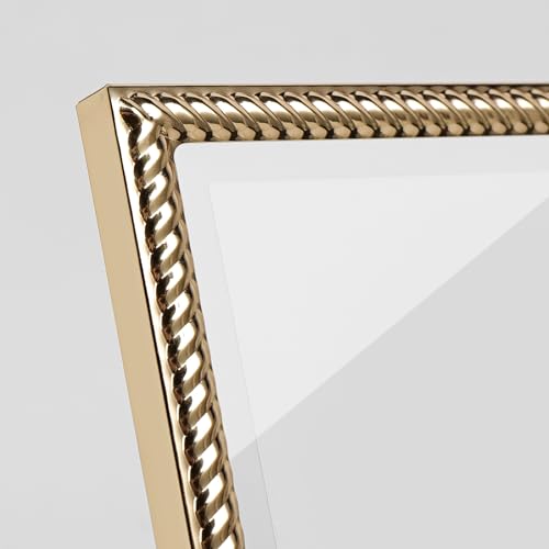 4x6 Floating Picture Frame Gold, 4 by 6 Gold Wedding Frames Vertical Metal Photo Frame with Glass Front for Tabletop Display, Ornate Elegant Design for Home Decor