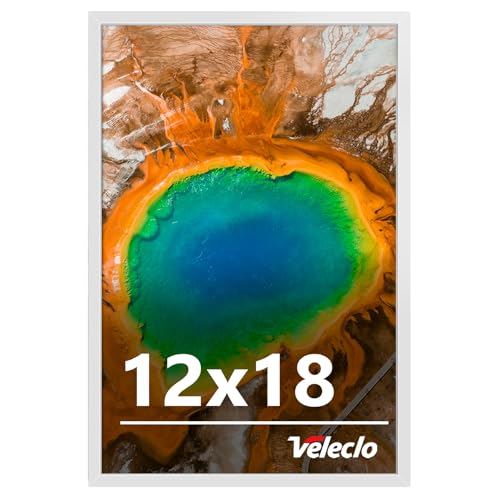 Veleclo 12x18 Picture Frame for Wall Display 12x18 White Picture Frame with Shatter Resistant Plexiglass Stable and Sturdy 12 x 18 Poster Frame for Wall Display Handpicked Gift Collection 1 Pack