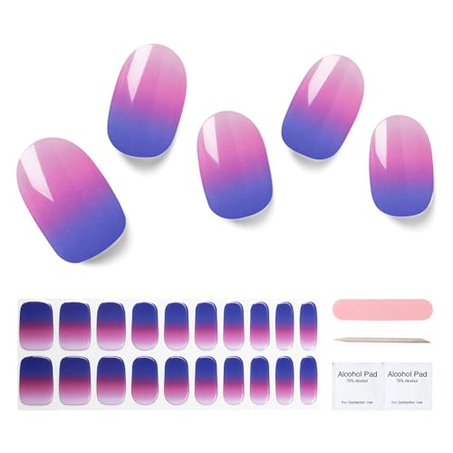 Semi Cured Gel Nail Strips, 20 pcs Gel Nail Stikers, Gel Nail Wraps Semi Cured, Salon-Quality, 2 Weeks Long Lasting