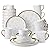LOVECASA White and Gold Dishes Sets, Stoneware Dinnerware Sets for 8, 32 Piece Plates and Bowls Sets, Handmade Dinner Set with Gold Trim, Dishwasher Safe