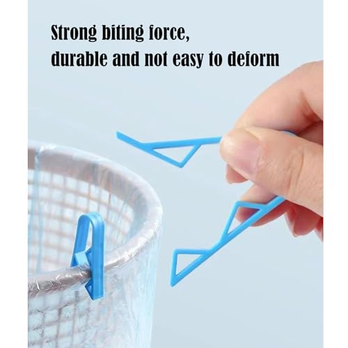 Image of LiXiongBao 10 Pack Garbage Bin Clip,Plastic Kitchen Garbage Bin Clip,Washroom Trash Can Bag Clips, Waste Basket Garbage Bin Clamp,Rubbish Bag Clip,Sturdy Anti-Slip Fixation Clip Holder (Pale Blue)
