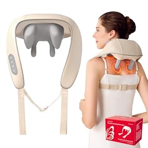 Neck Massager with Heat, Shiatsu Shoulder Massager, Electric Acupressure Neck Massager Gift for Parents/Elders/Health/Women/Men Deep Kneading Massage Like Human to Free Your Hand