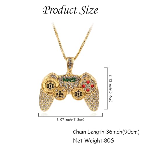 To My Son/Grandson Necklace,Punk Hip Hop Game Controller Necklaces Colorful Crystal Game Console Necklace for Son Grandson Men BFF Friendship2