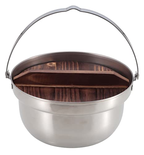 Captain Stag UH-4124 Outdoor Pot, Camping Bonfire Pot with Wooden Lid, 7.1 inches (18 cm), Stainless Steel, Made in Japan