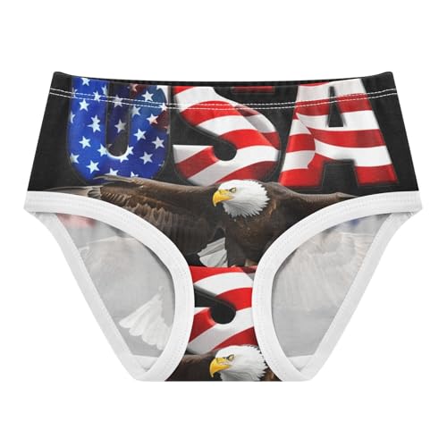 Fun Print Toddler Underwear Floral 2t Cotton Panties Little Girl Bald Eagle USA Black Briefs Undies Kids